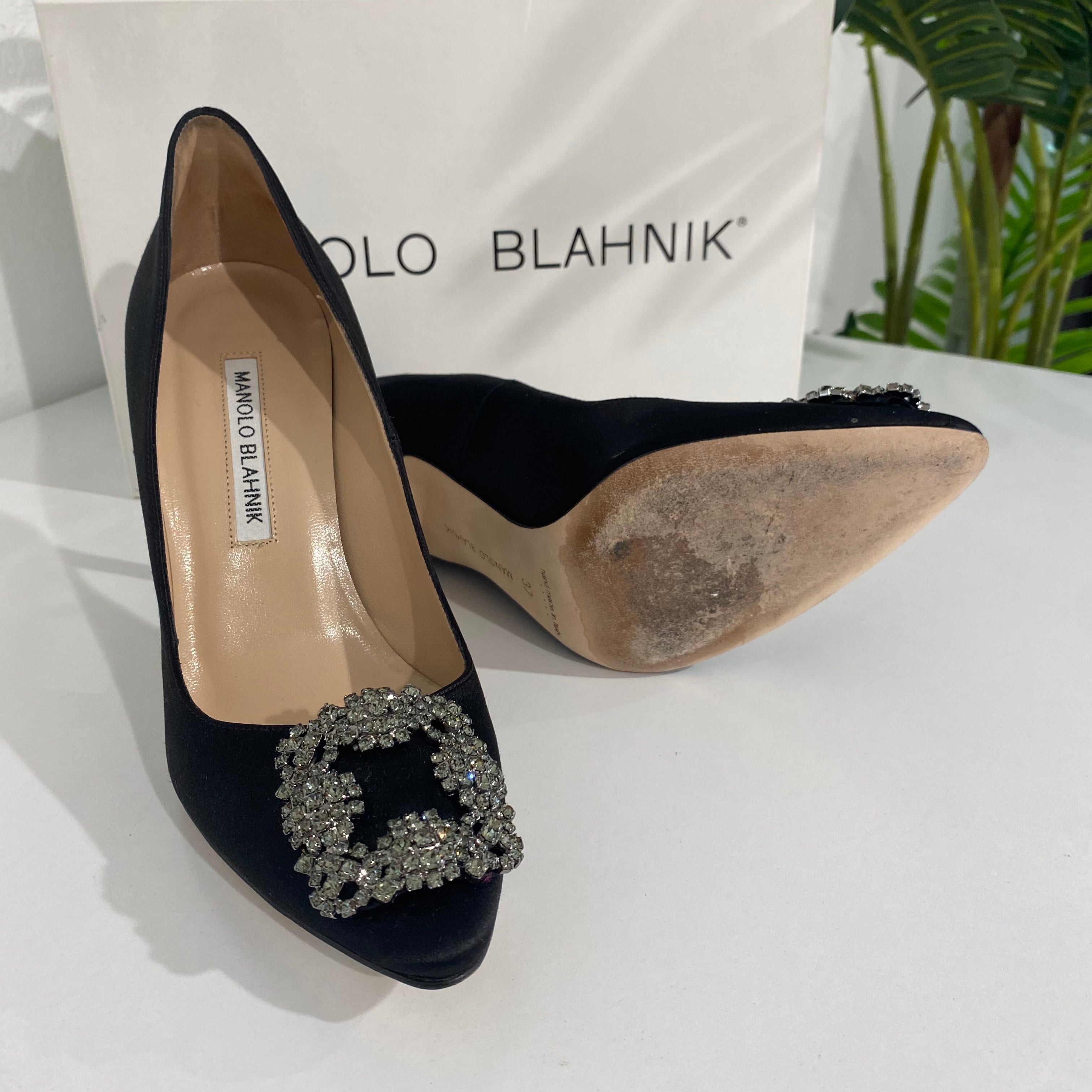 Manolo Blahnik Black Hangisi Heels