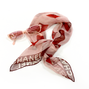 Chanel Logo Print Chiffon Scarf