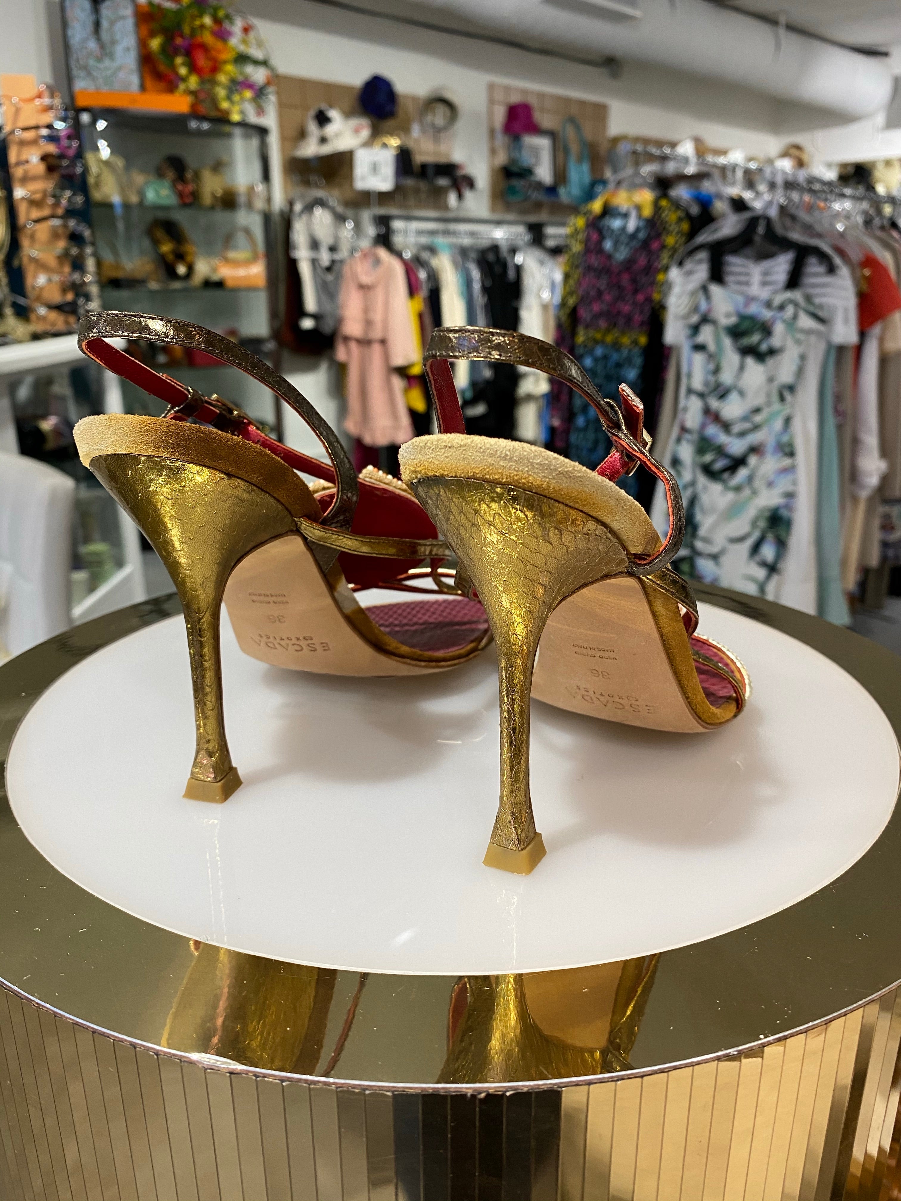 Sale! Escada burgundy snakeskin heels