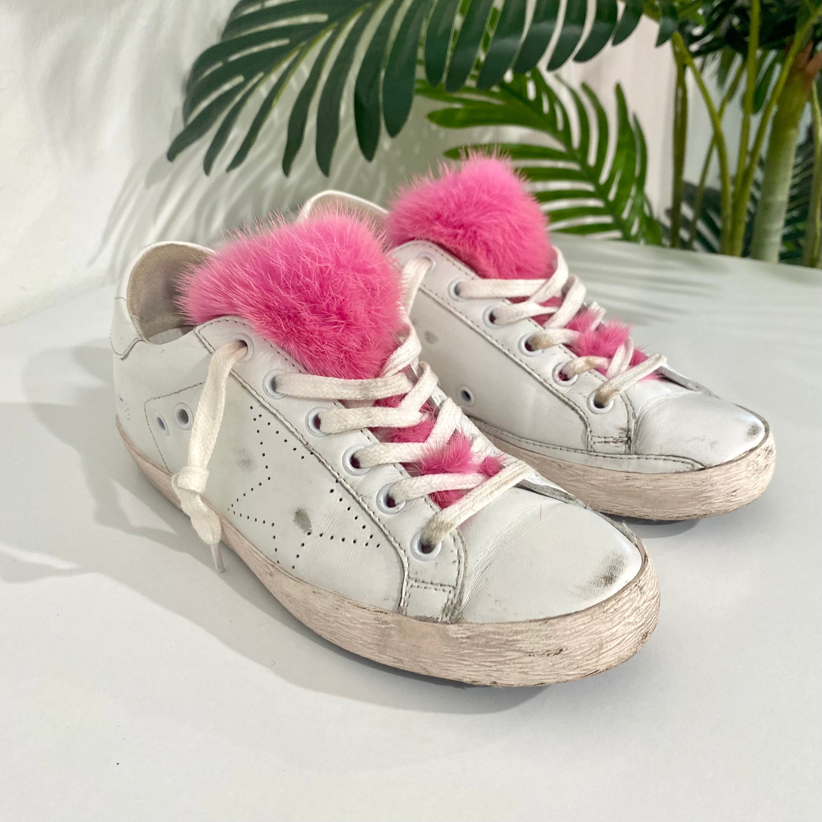 Golden Goose Pink Fur White Sneakers Dina C s Fab and Funky
