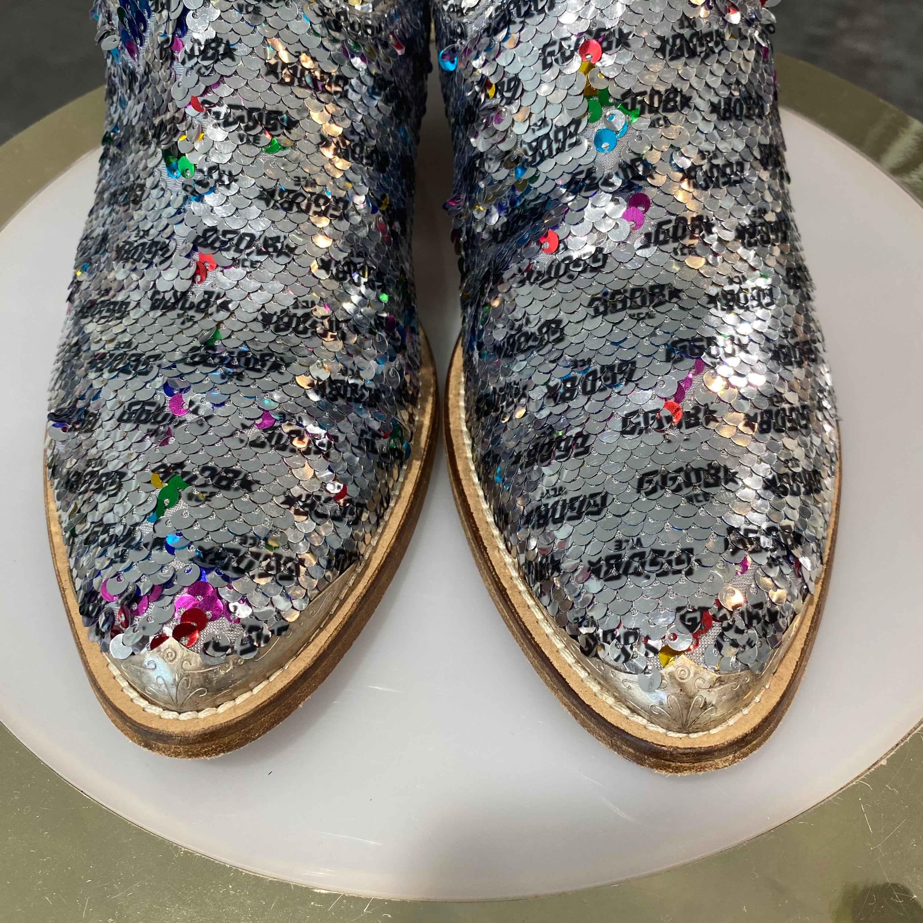 Golden Goose Rainbow Sequin Cowboy Boots