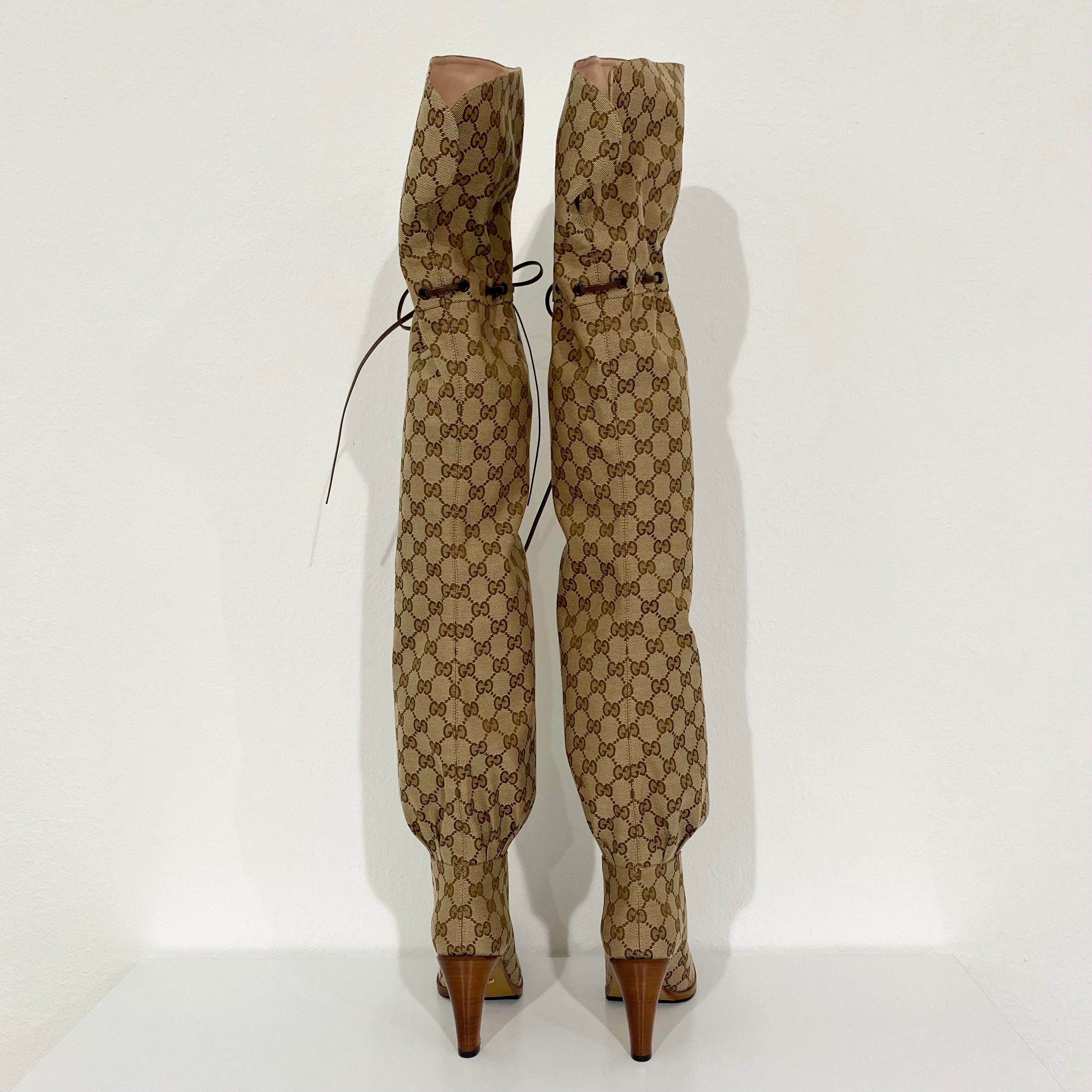 Celebs Love….: Gucci's $1,790 Monogram Over the Knee Boots – Fashion Bomb  Daily
