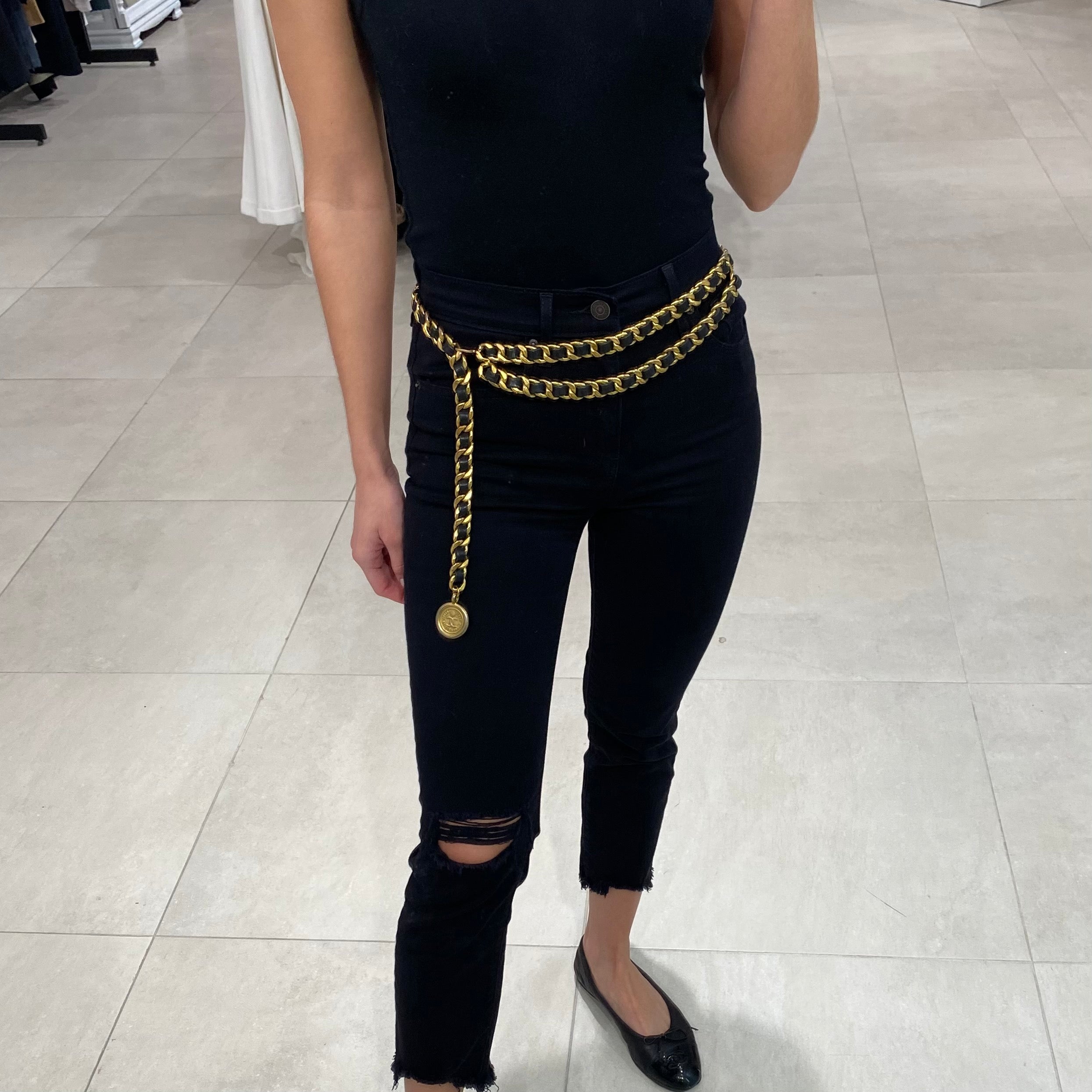 Chanel Black & Gold Chain Belt