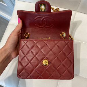 Chanel Red Quilted Caviar Leather Mini Square Classic Flap Bag Chanel