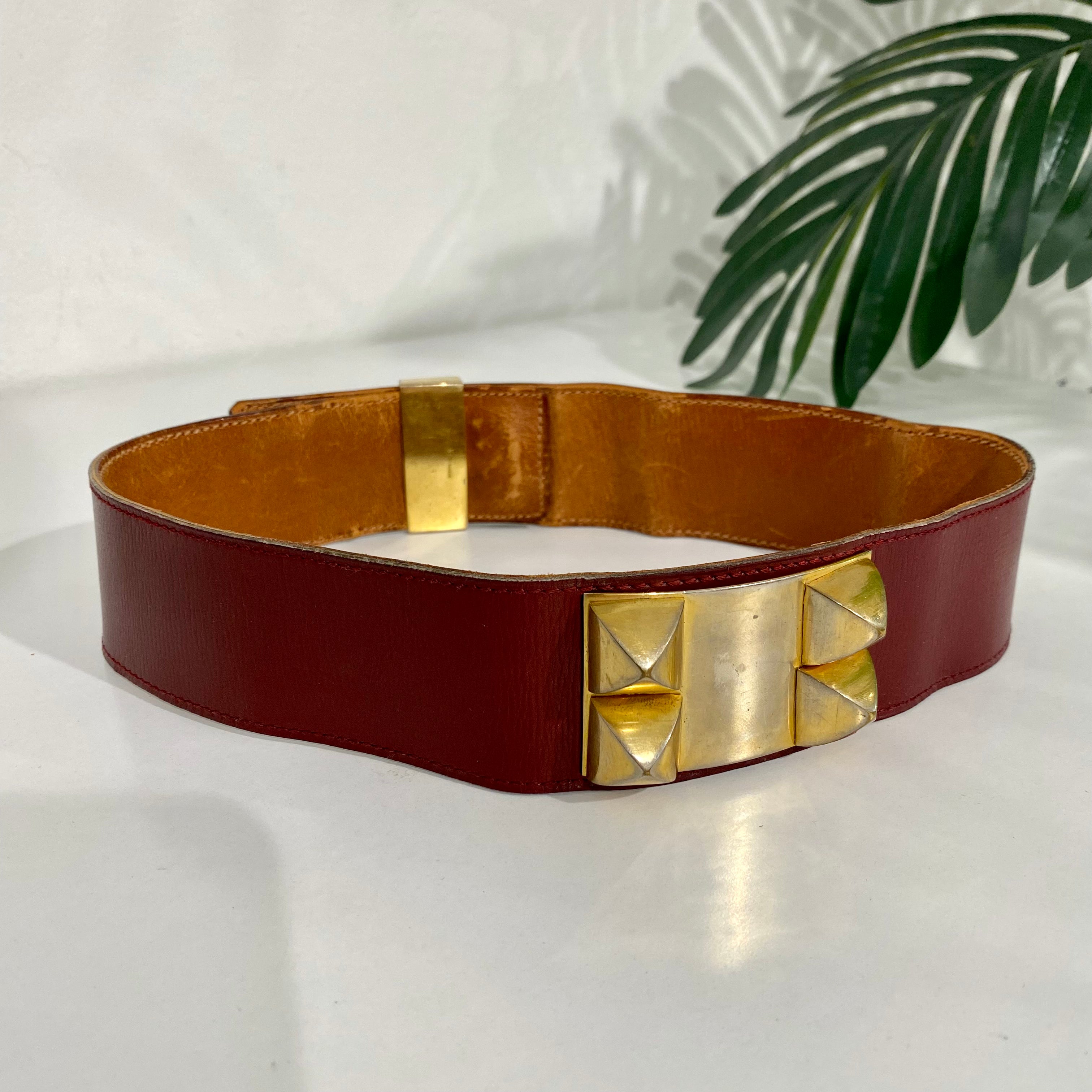 Collier de chien leather belt Hermès Purple size 70 cm in Leather