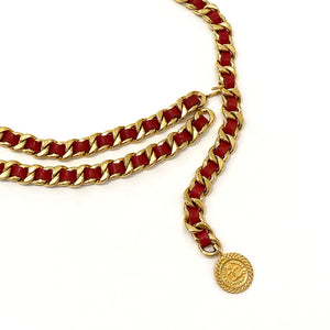 Chanel Gold & Red Chain Belt