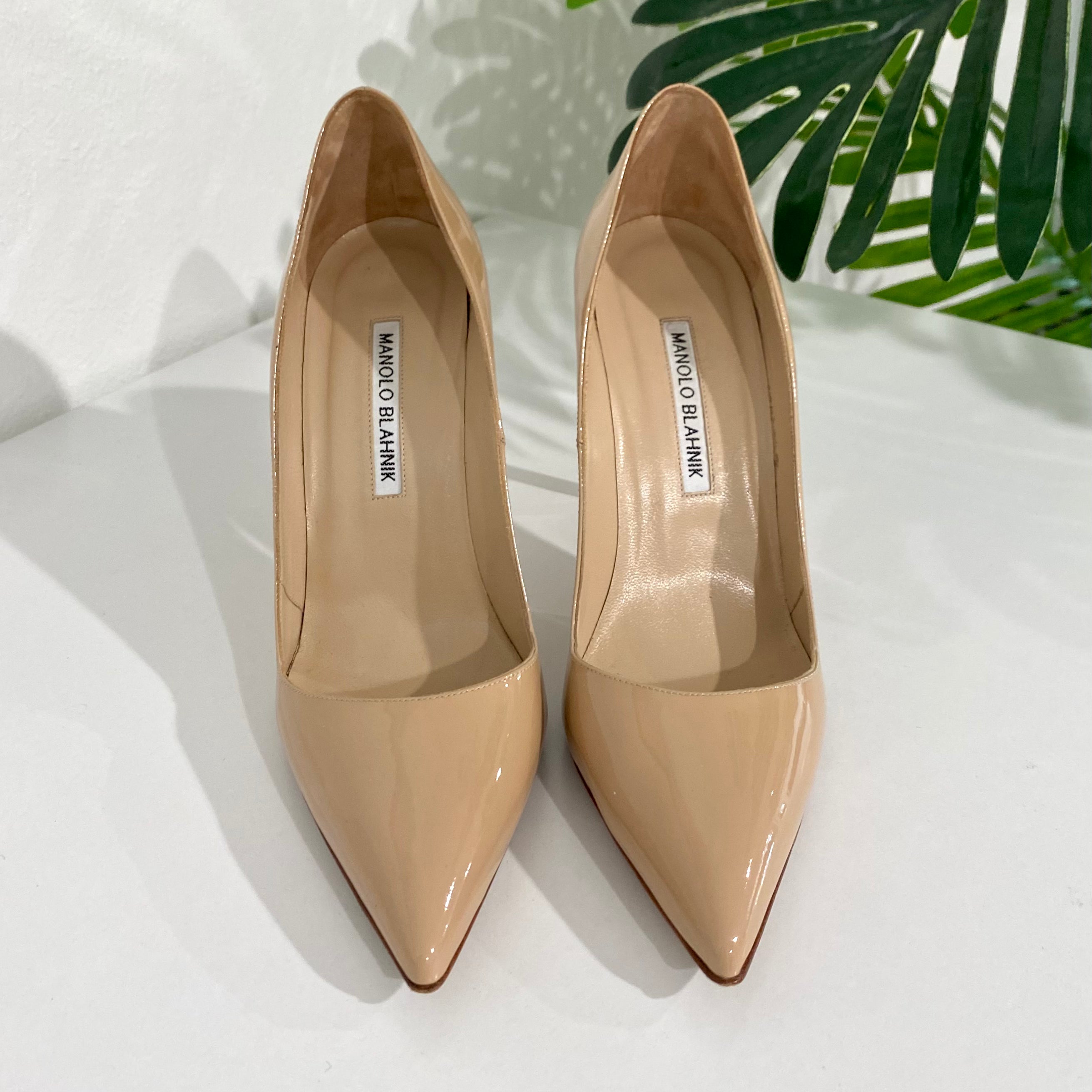 Manolo Blahnik Nude Patent Pumps