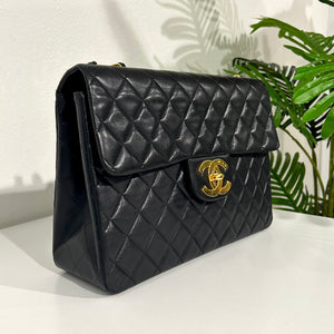 Chanel Classic Double Flap Quilted Patent Leather Silver-tone Maxi Black -  US