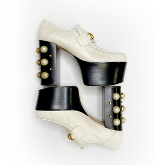 Gucci Vegas White Pearl Platform Loafers