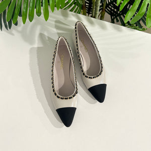 Chanel CC Cap Toe Ballet Flats in Silver Leather Silvery ref.571454 - Joli  Closet
