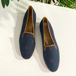 Stubbs & Wootton Navy & Red Anchor Loafers size 10