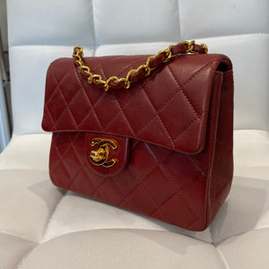 CHANEL, Bags, Chanel Vintage Cc Red Classic Flap Quilted Mini Square  Matelasse Bag