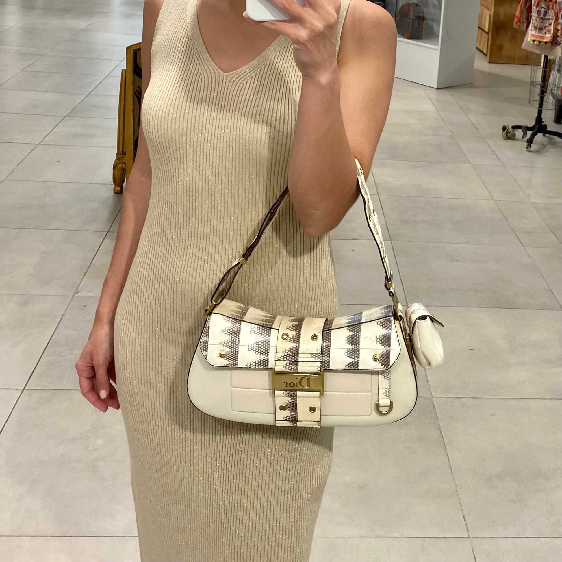 Christian Dior Cream Snakeskin Bag – Dina C's Fab and Funky Consignment  Boutique