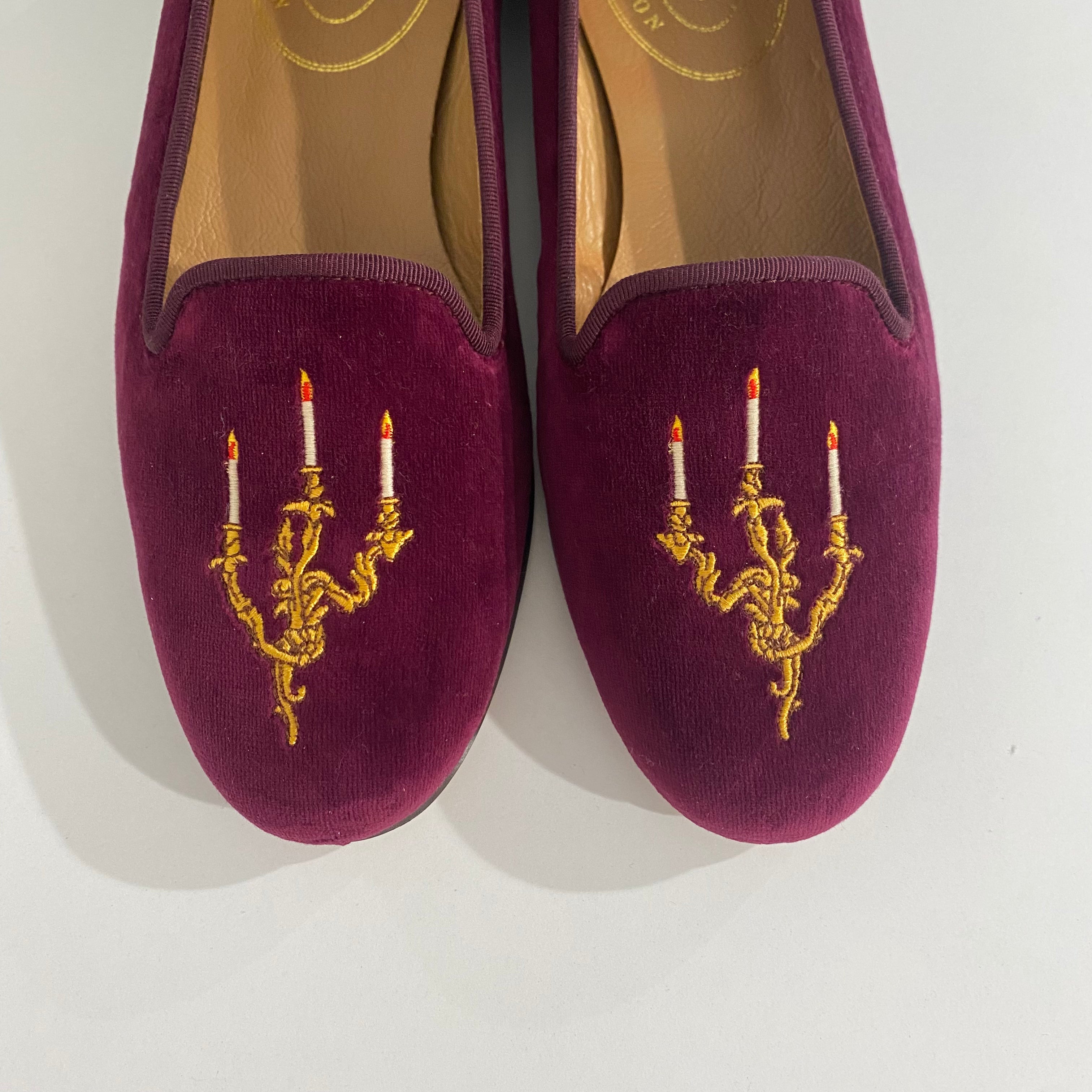 Stubbs & Wootton Velvet Candle Loafers size 10