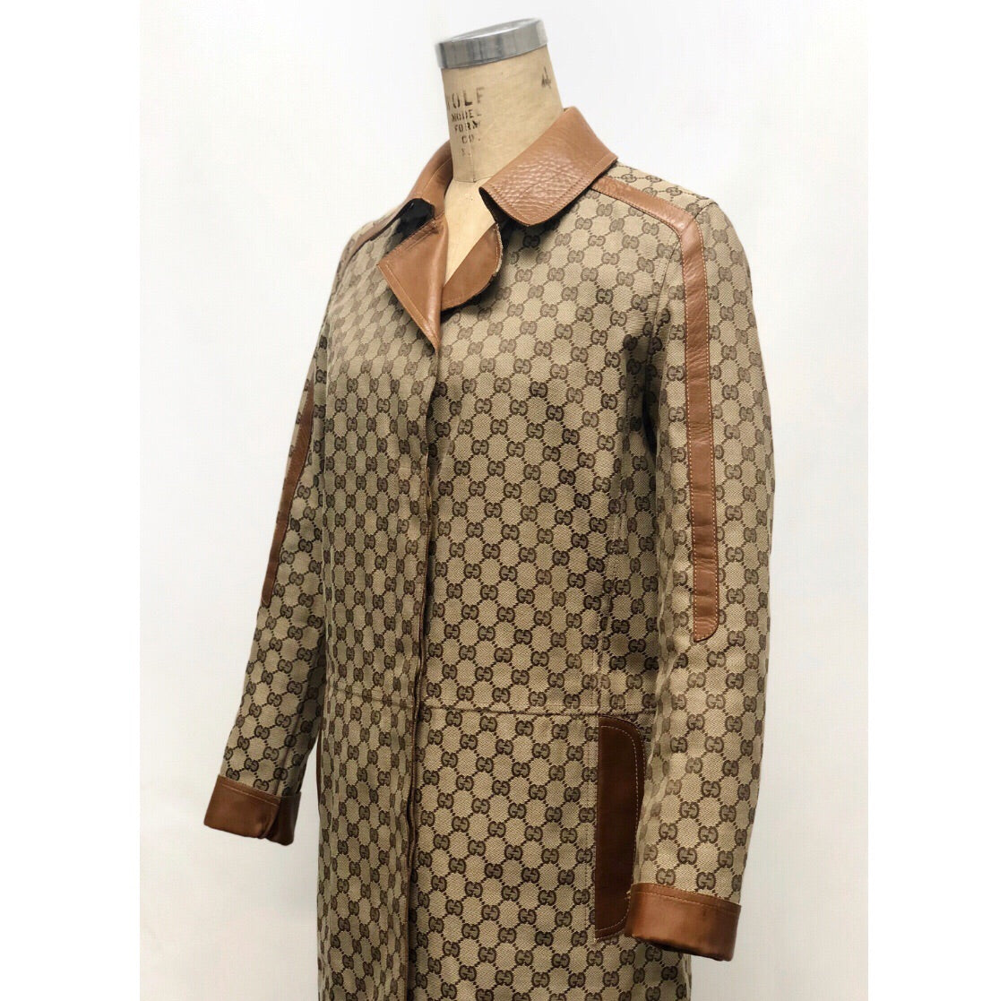 Gucci Vintage Monogram and Leather Coat