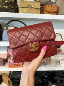 Chanel Red Mini Square Classic Flap Bag – Dina C's Fab and Funky
