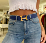 Hermès Gold H Belt Kit Electric Blue & Navy