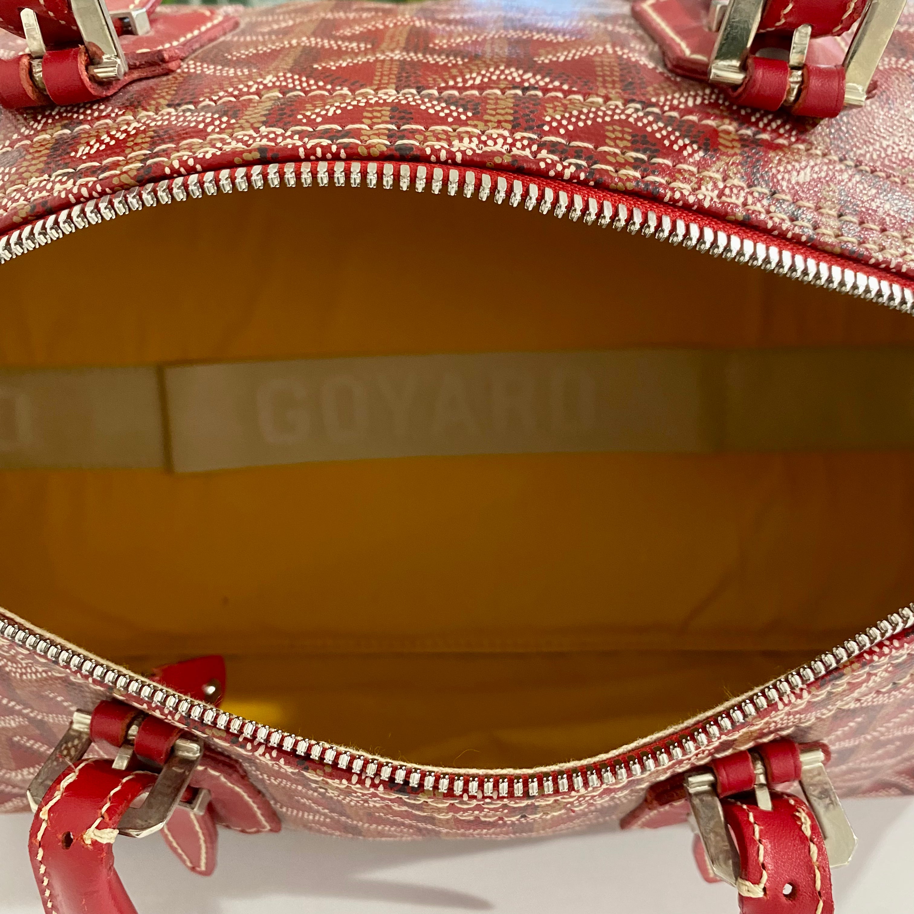 Goyard Red Goyardine Canvas Leather Croisiere 35cm Duffle Bag For Sale at  1stDibs