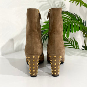 Gucci Gold Studded Tan Suede Boots