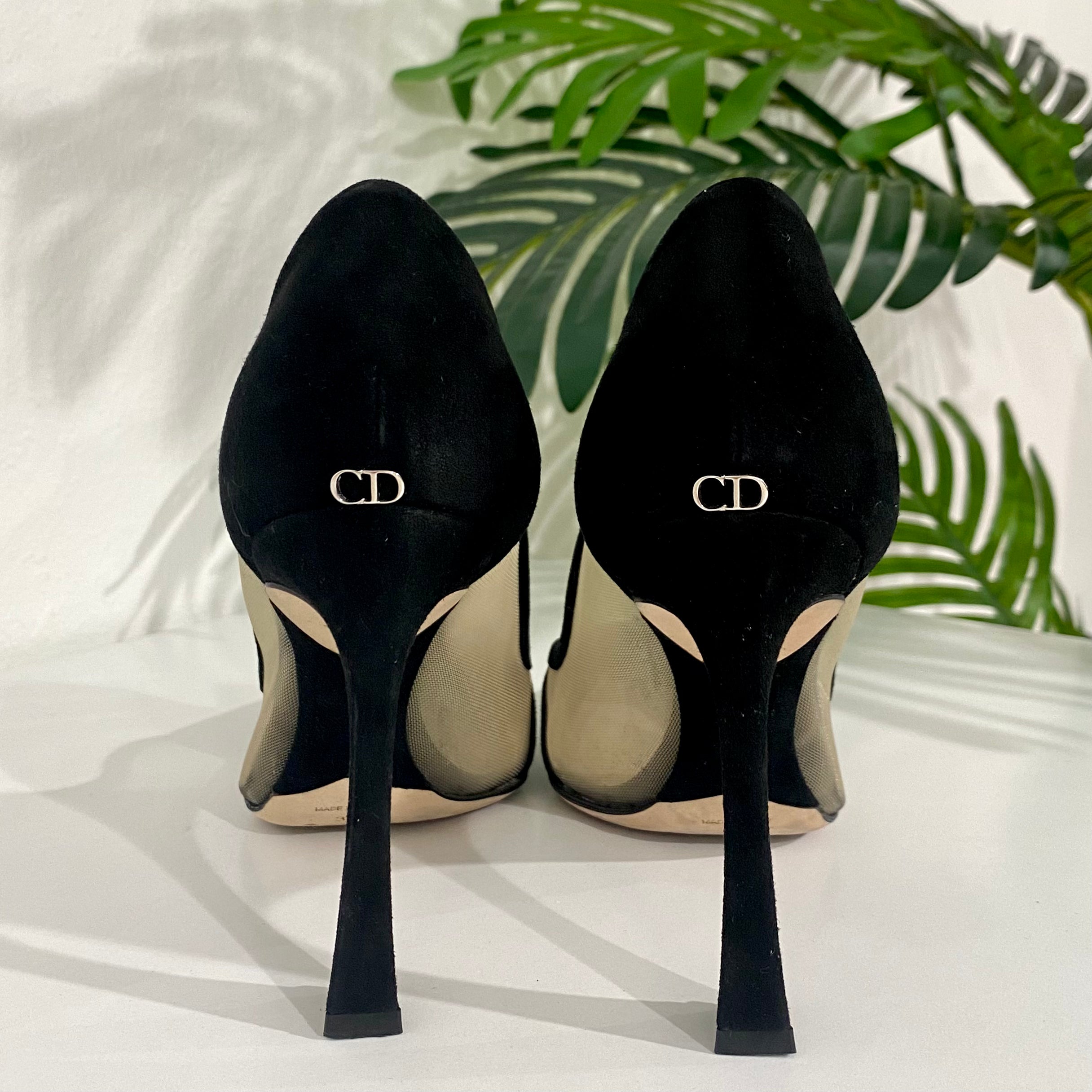 Dior Black Suede & Mesh Heels