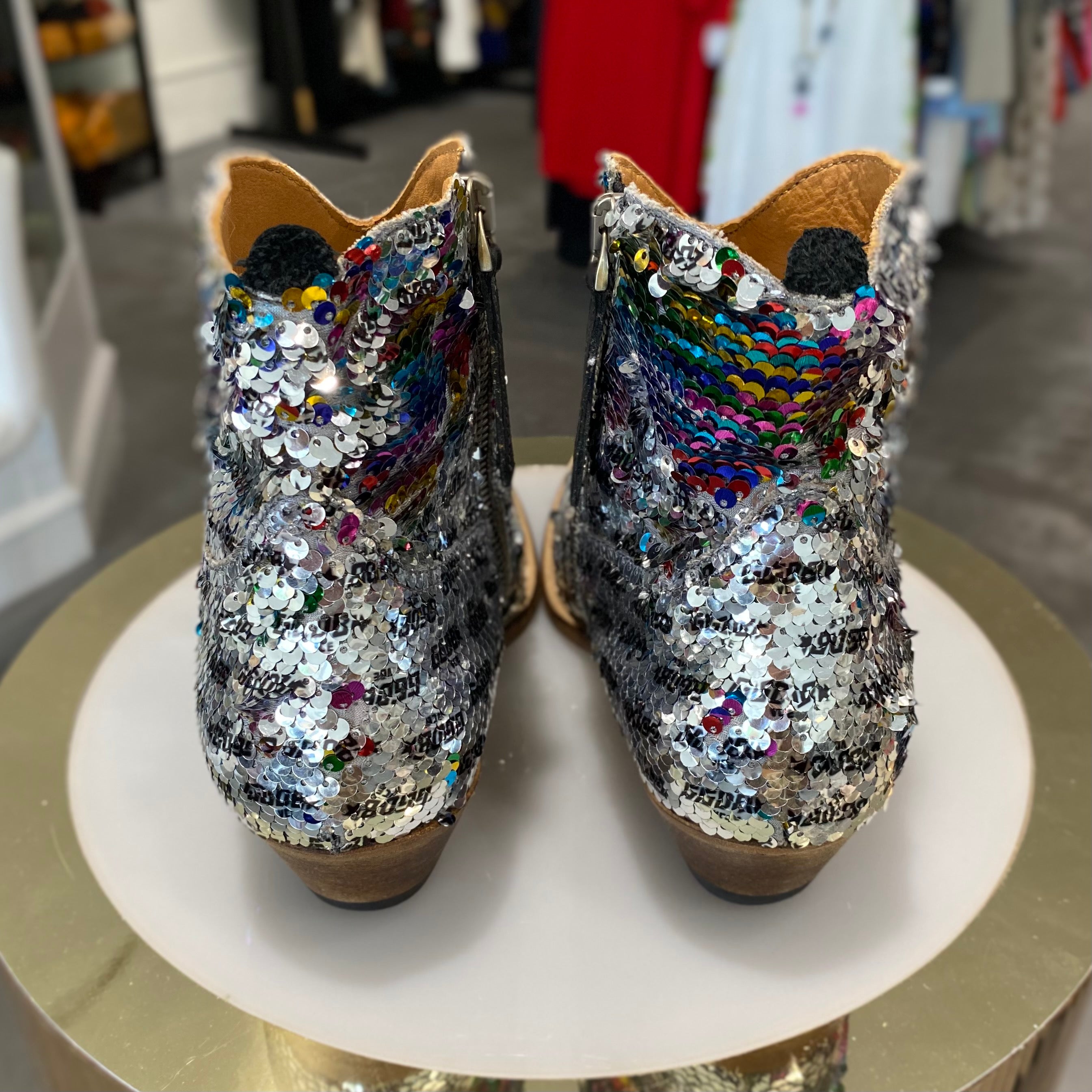 Golden Goose Rainbow Sequin Cowboy Boots