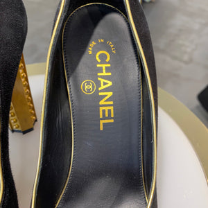 Chanel Runway Riveted Gold Platform Heels