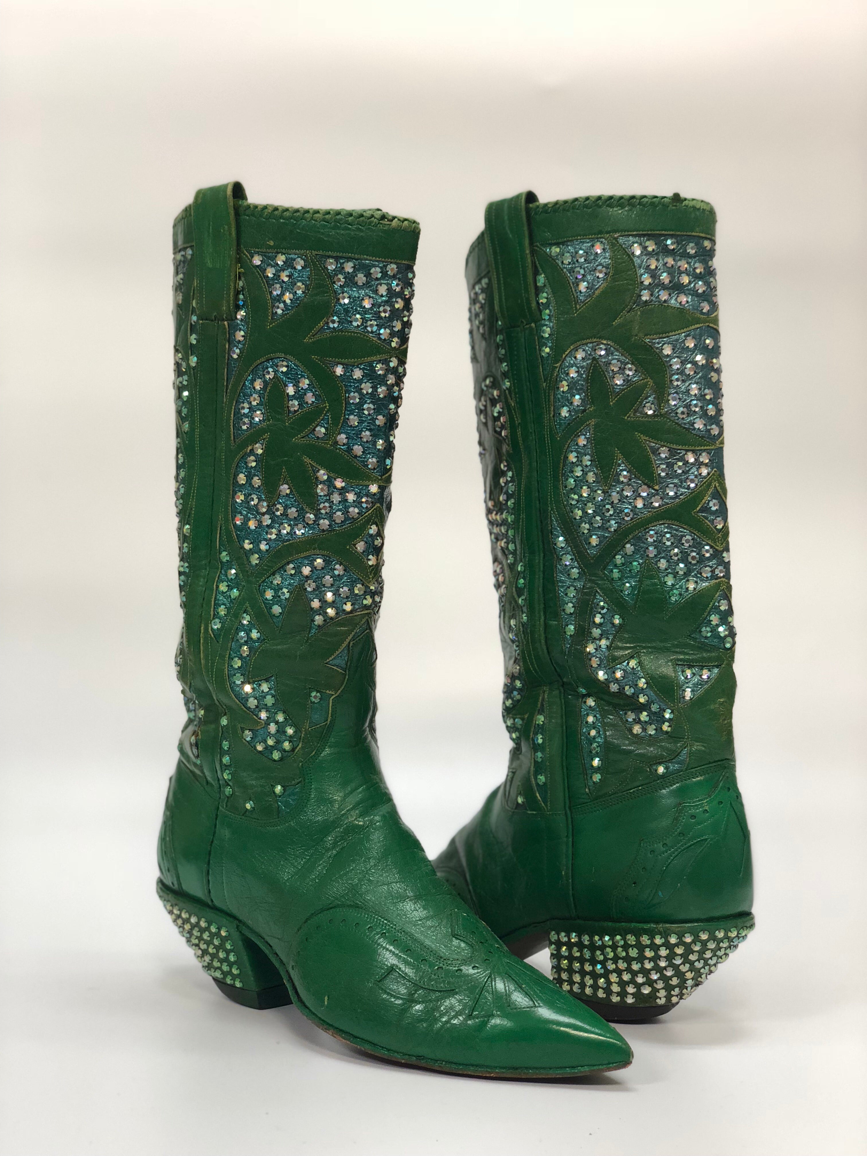Green tweed, diamonds and cowboy boots - ALL-I-C