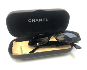 Chanel Vintage Black Small Frame Sunglasses