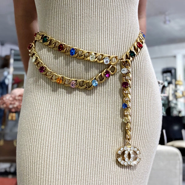 Chanel vintage jeweled chain belt