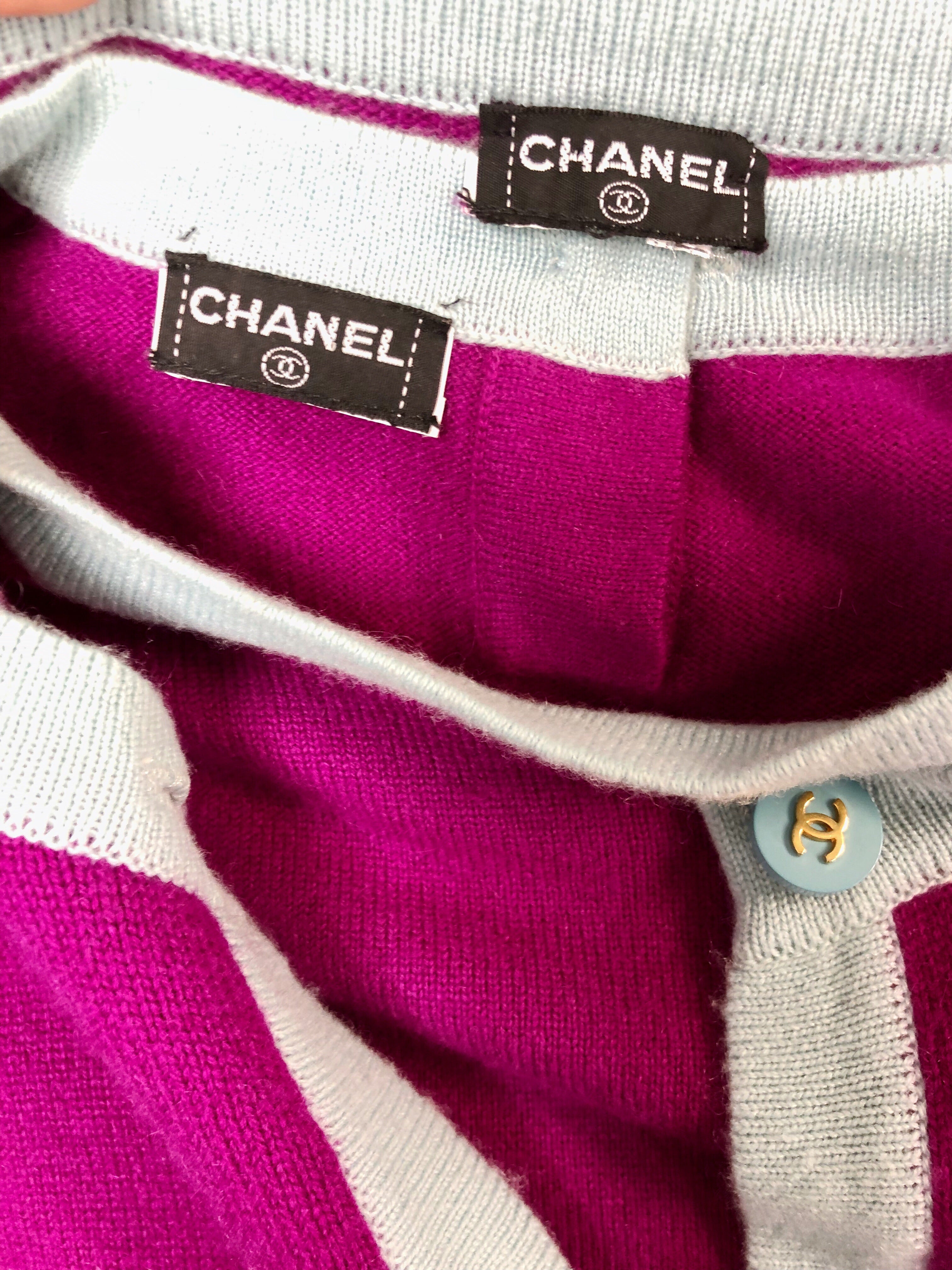 Chanel purple and blue cashmere sweater set – Dina C's Fab and Funky  Consignment Boutique