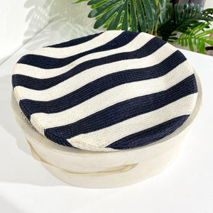 Chanel Navy and White Stripe Saucer Hat