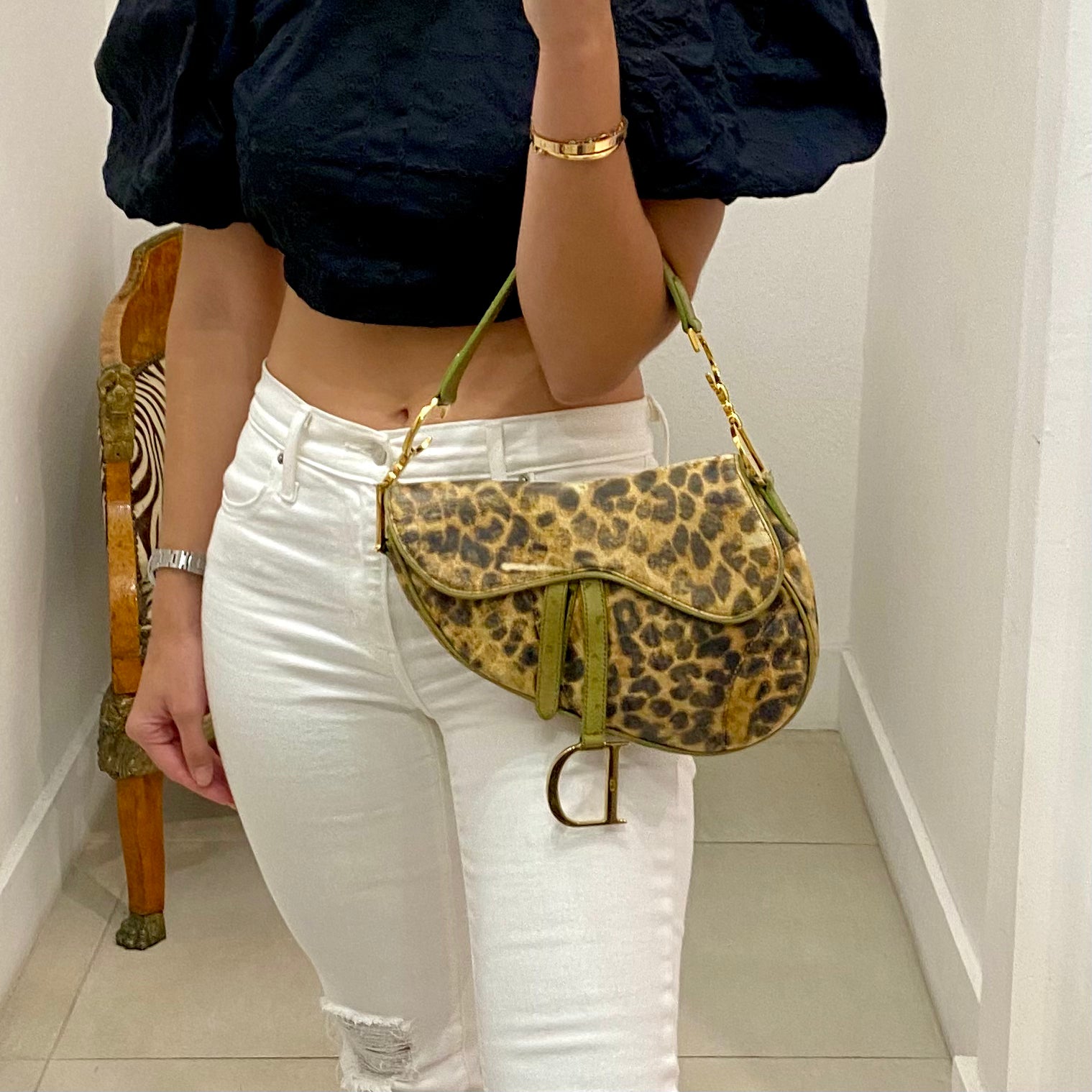 Christian Dior Leopard Ostrich Saddle Bag Dina C s Fab and Funky