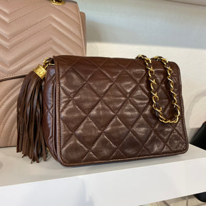 Chanel Vintage Chocolate Brown Tassel Flap Bag
