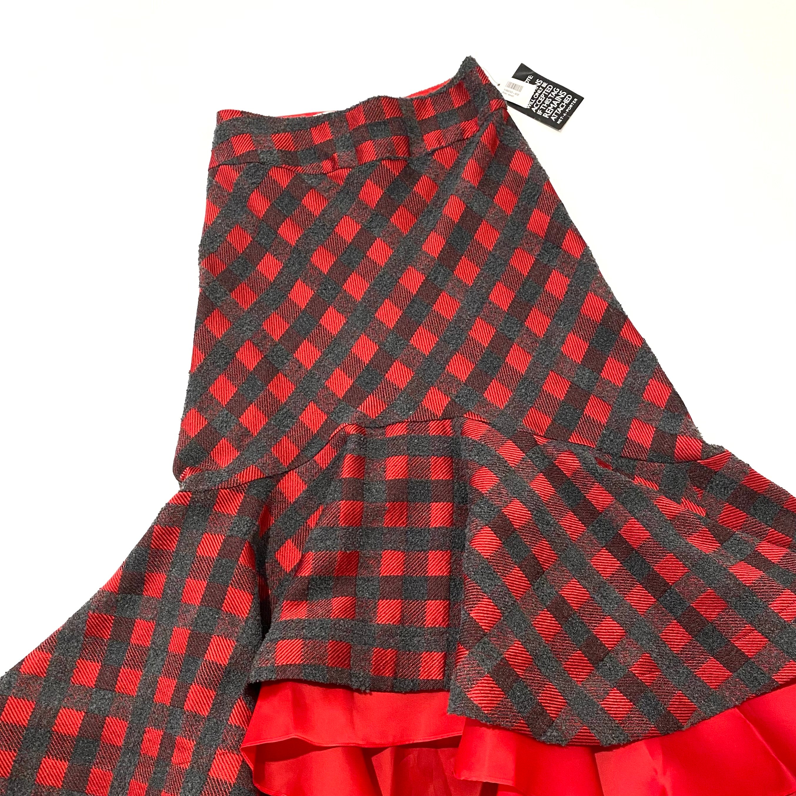 Silvia Tcherassi Red Check Fishtail Skirt