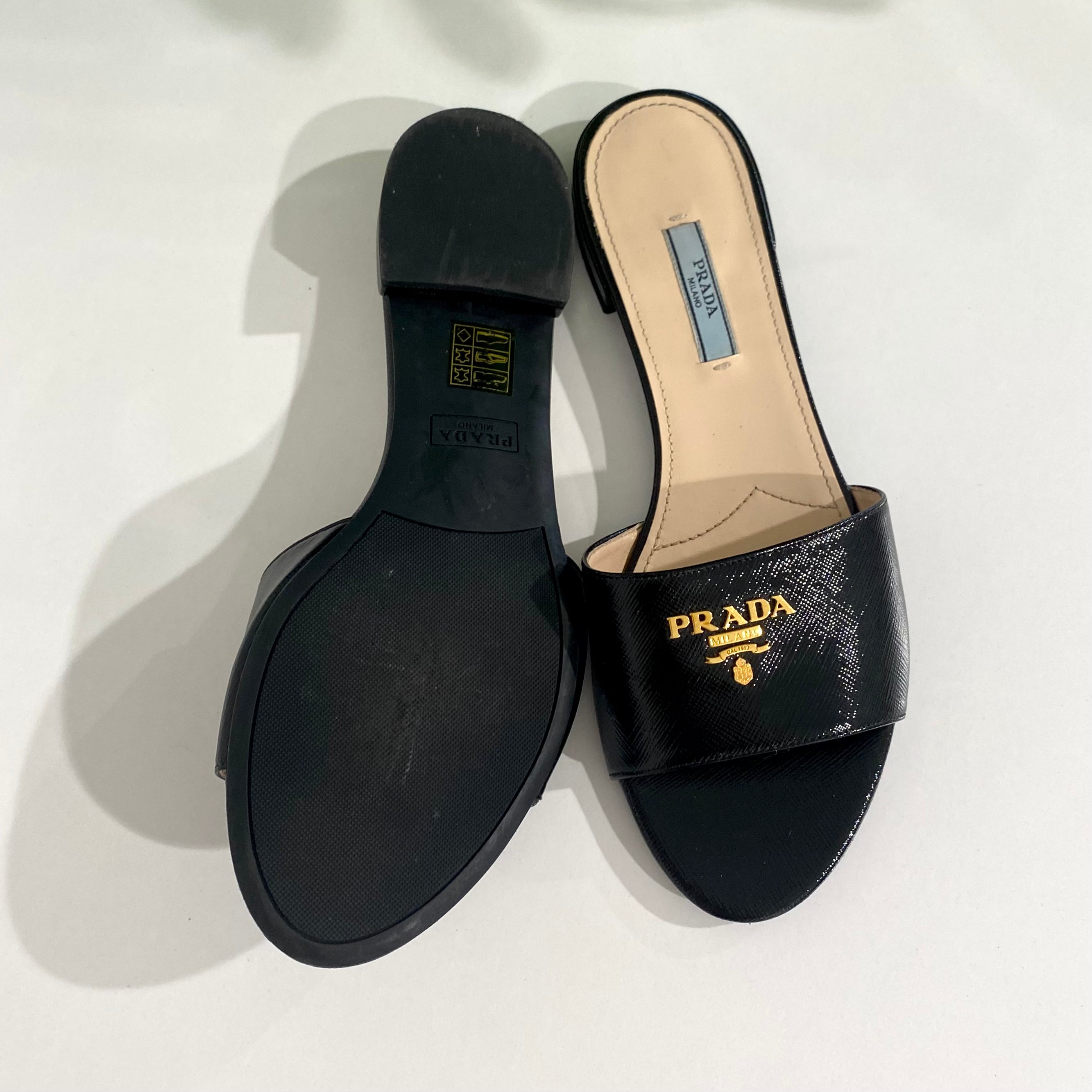 Prada Black Slide Sandals