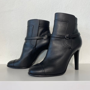 Chanel Black Heeled Ankle Boots