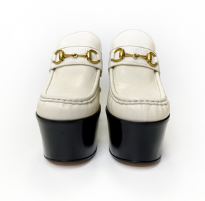 Gucci Vegas White Pearl Platform Loafers
