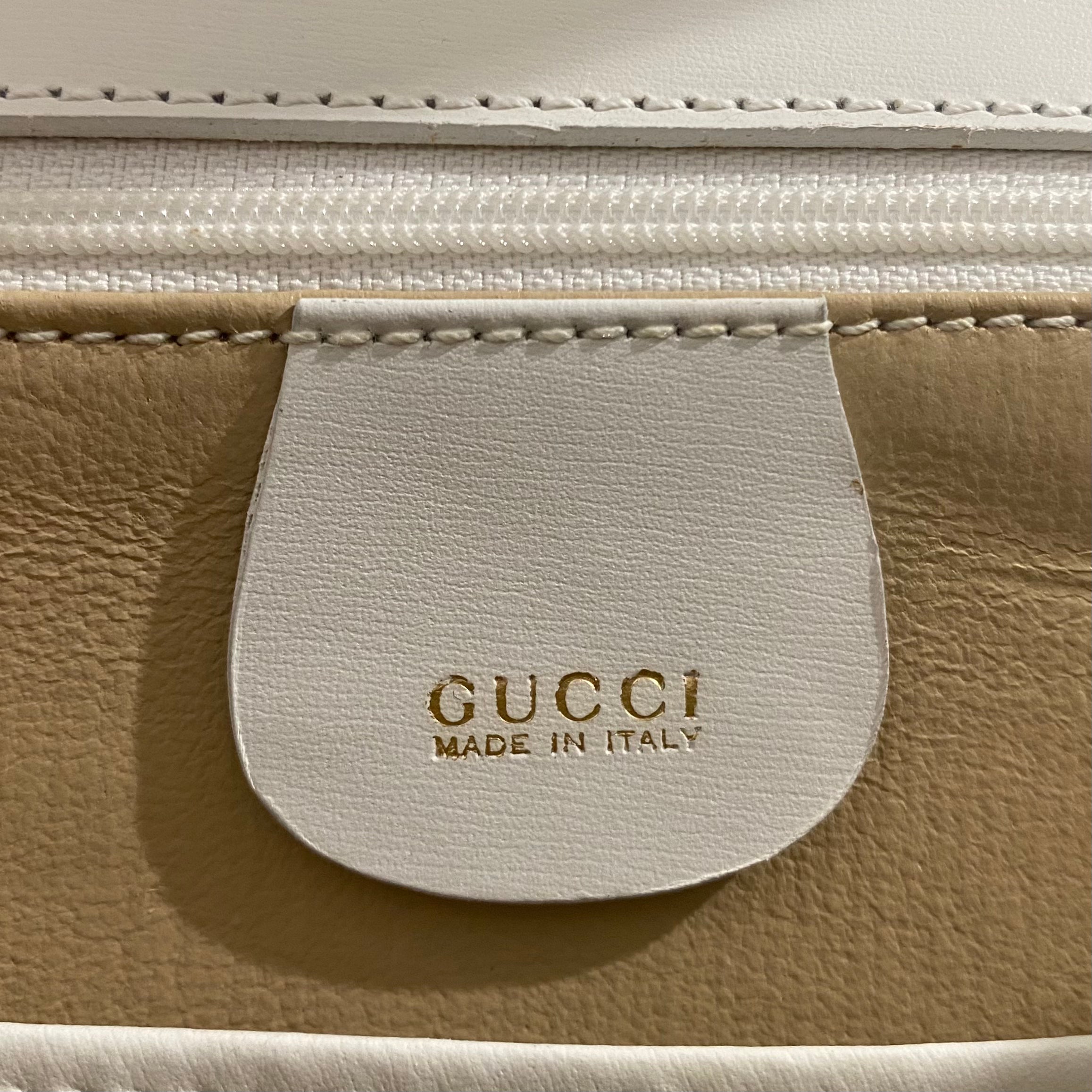 Gucci Vintage White Bamboo Handle Bag