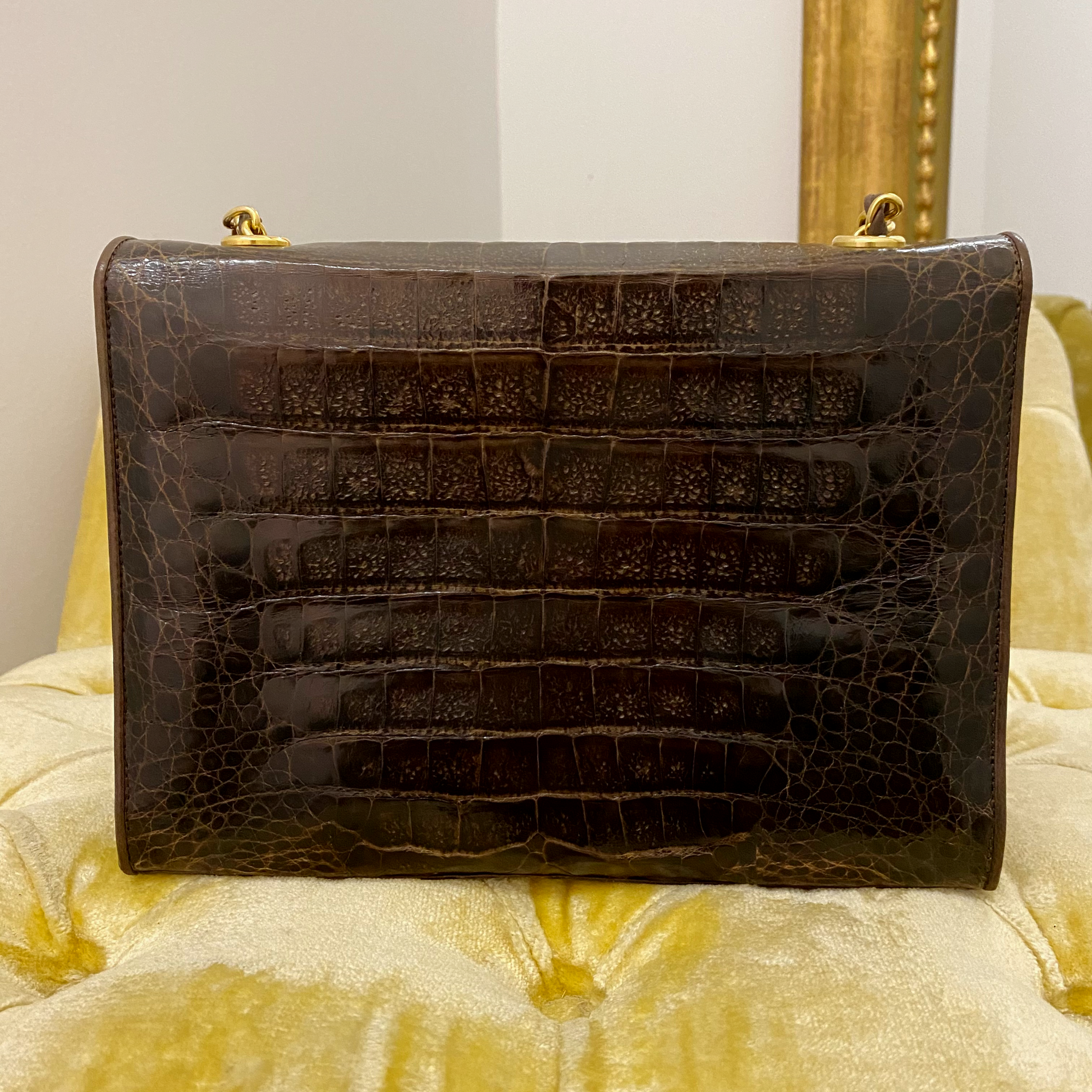 Chanel Vintage Brown Crocodile Flap Bag