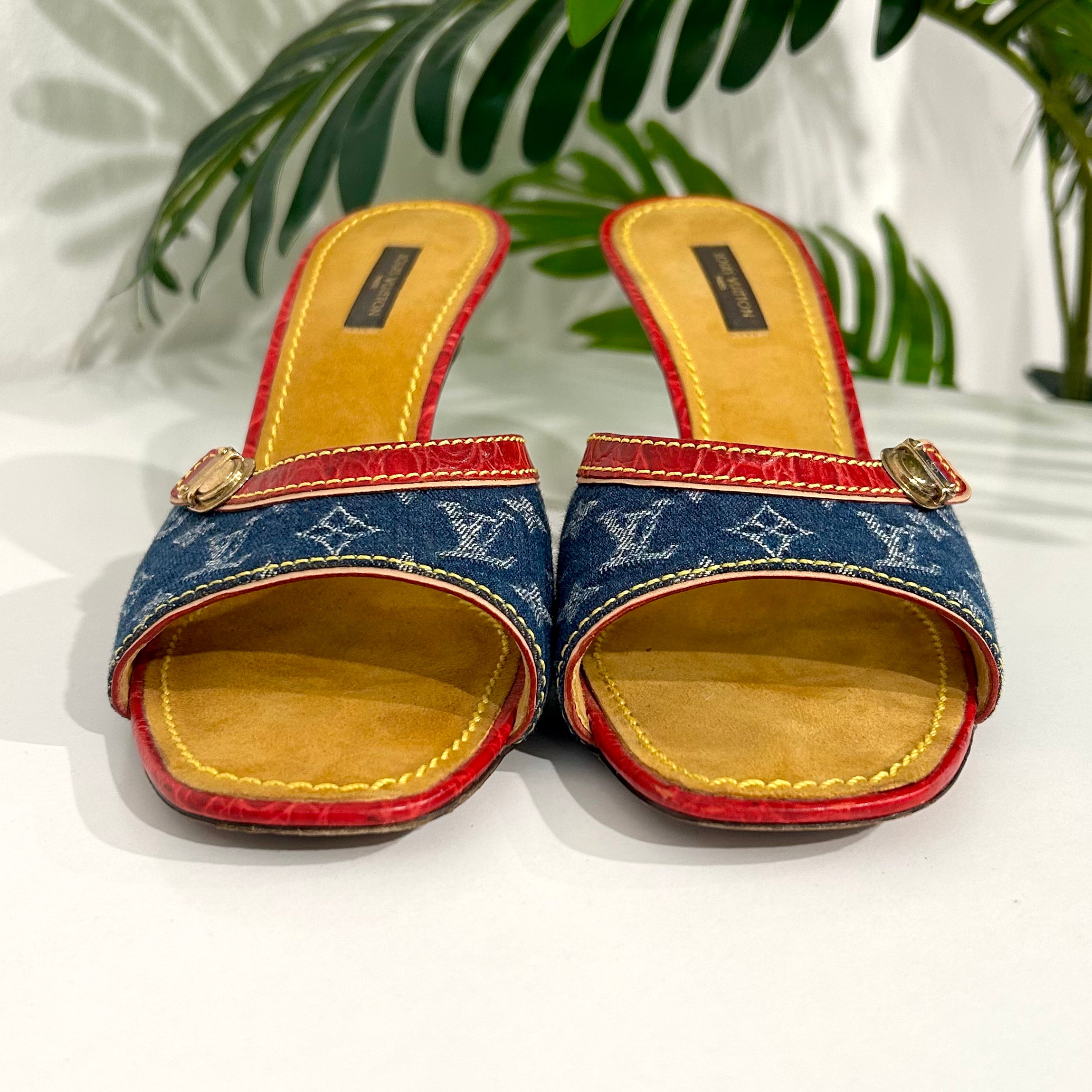 Louis Vuitton Denim Mules - For Sale on 1stDibs