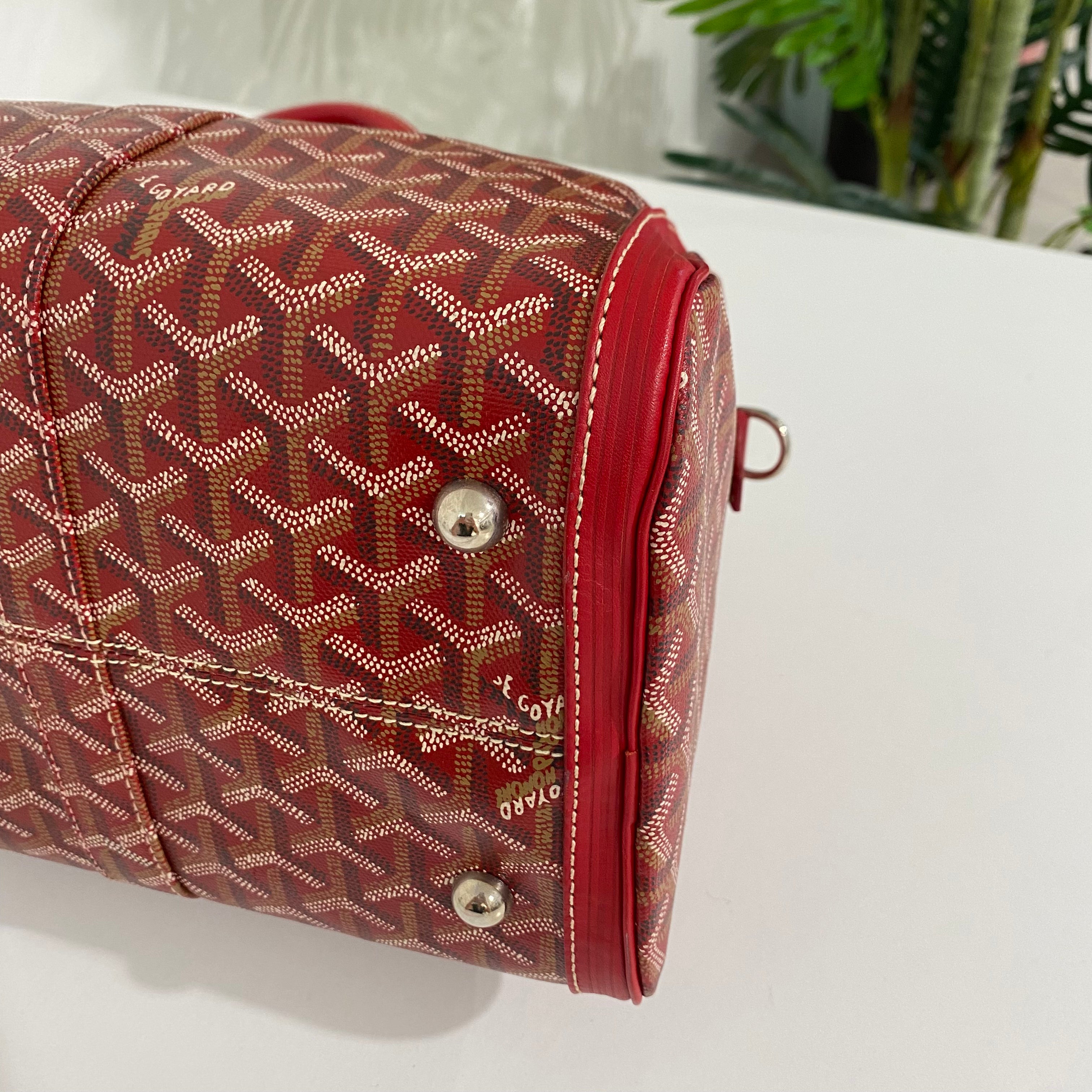 Goyard Red Goyardine Canvas Leather Croisiere 35cm Duffle Bag For Sale at  1stDibs