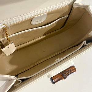 Gucci Vintage White Bamboo Handle Bag