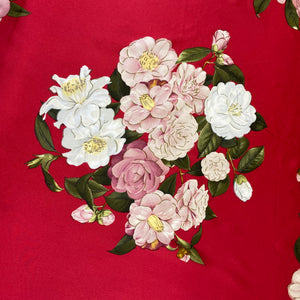Chanel Red Camellia Silk Scarf