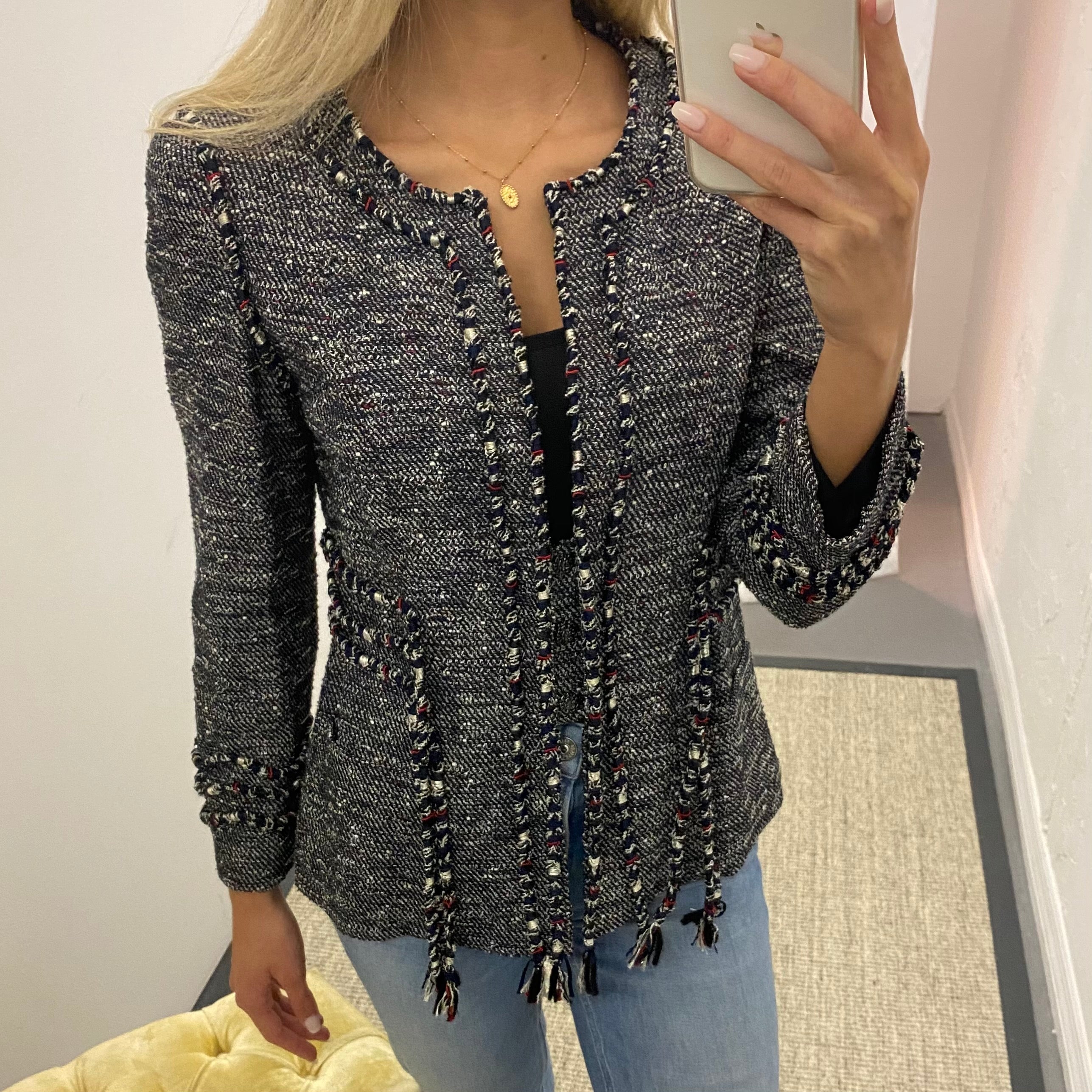 Chanel Fringe Belted Boucle Jacket – Dina C's Fab and Funky