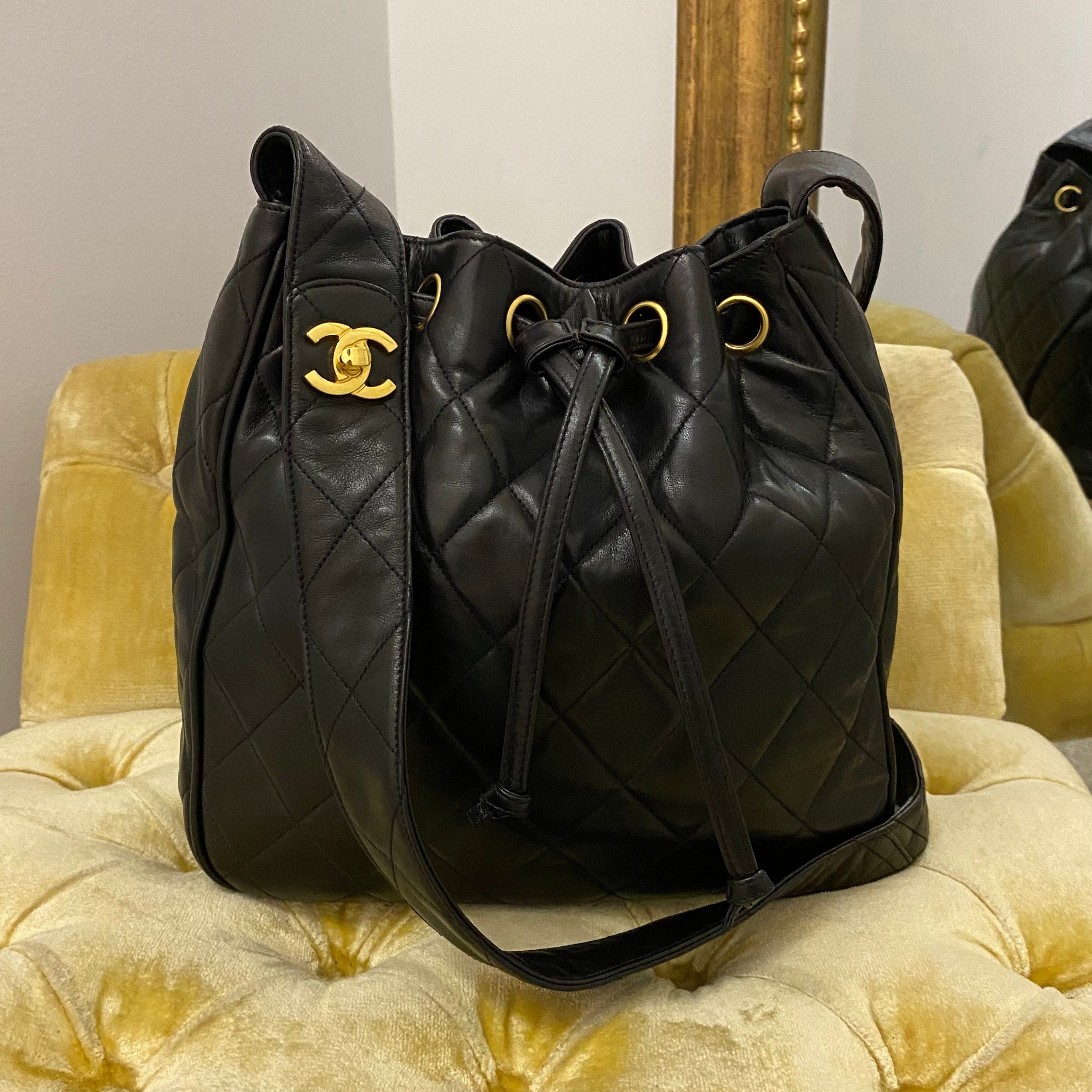 chanel rolled up bucket bag