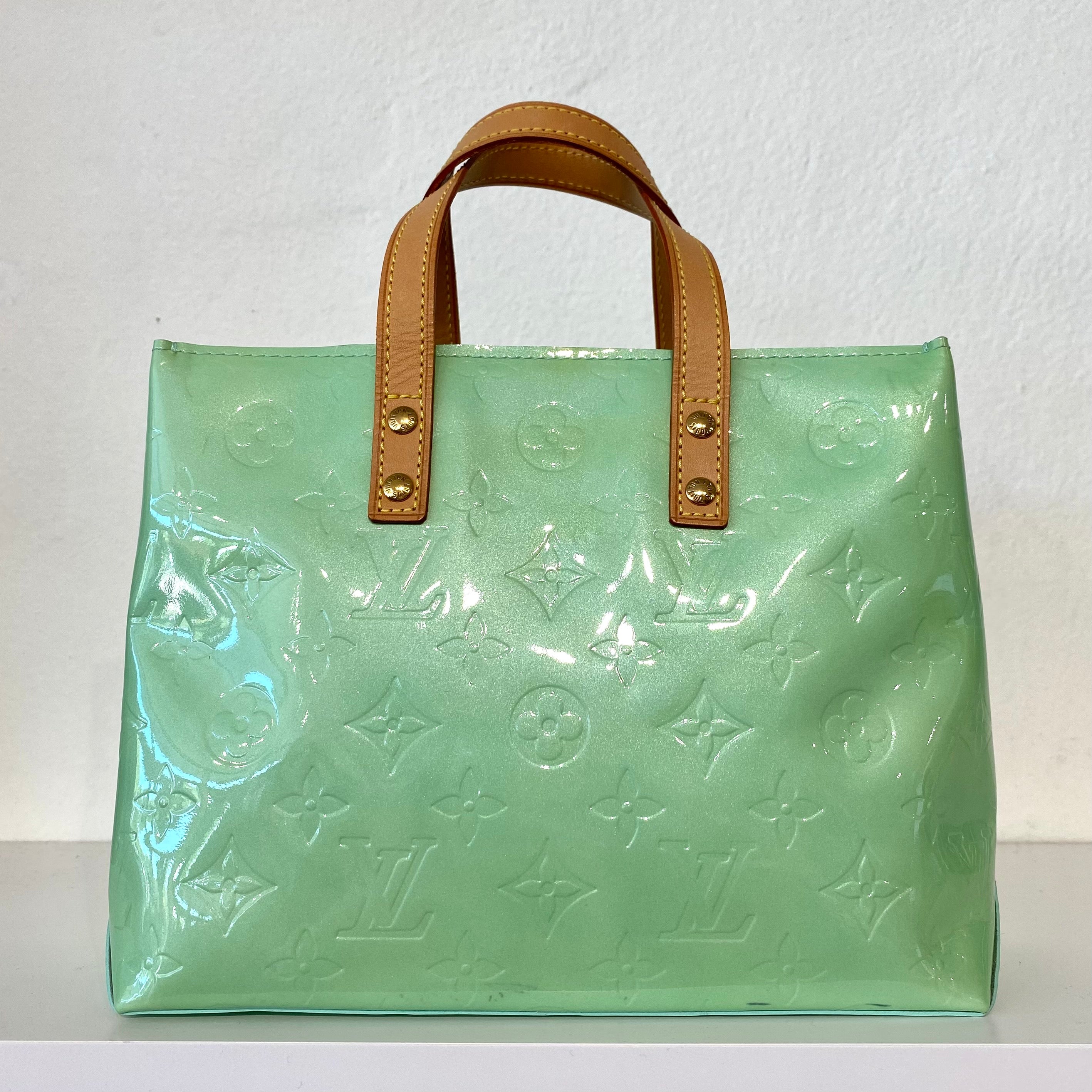 Louis Vuitton, Bags, Louis Vuitton Monogram Vernisreade Mm Tote Silvery Mint  Green Tone