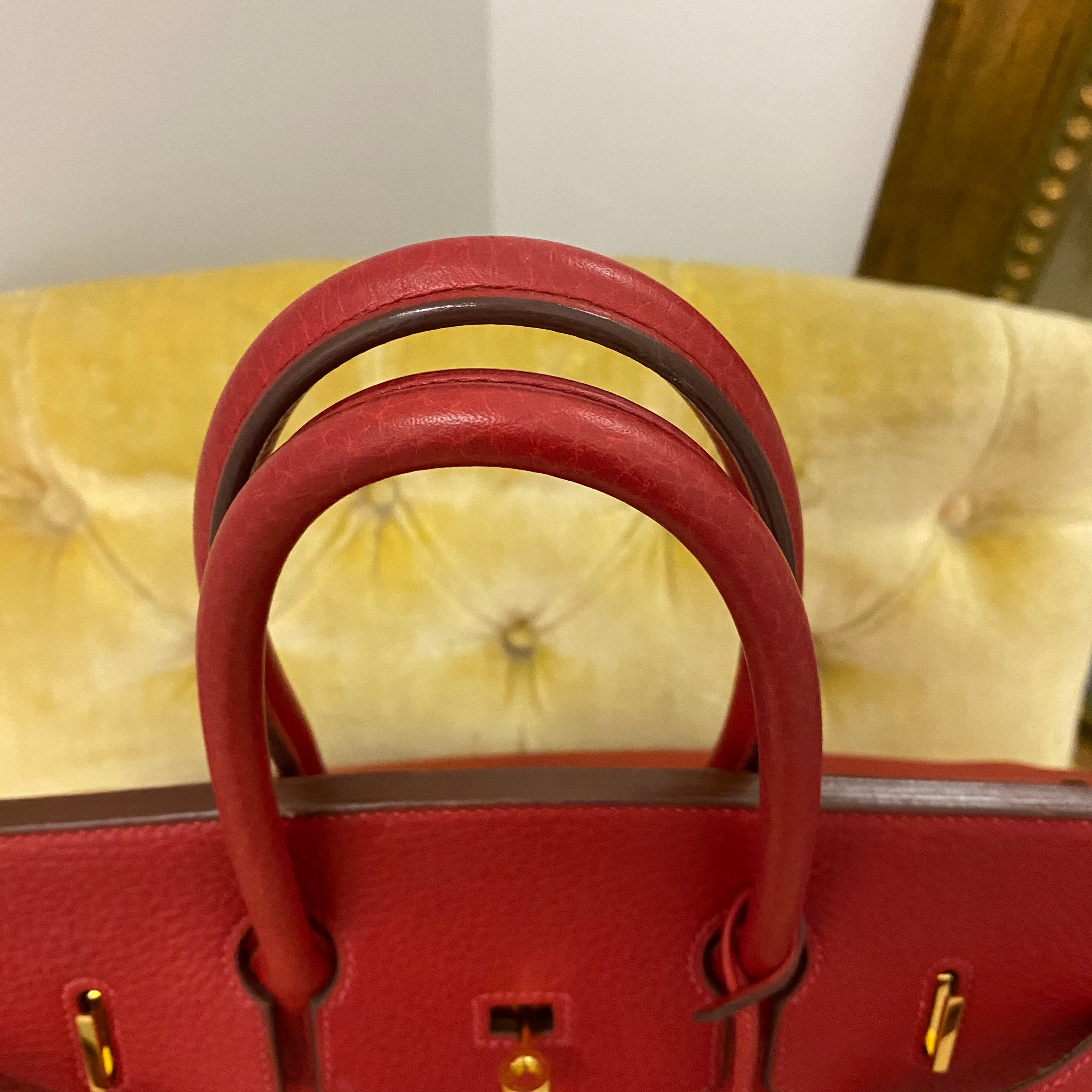 hermesbirkin1213 - BK touch national flag red Q5 imported calfskin Togo  spell Ferrari red bright surface Nile crocodile 25cm special good-looking  spelling.