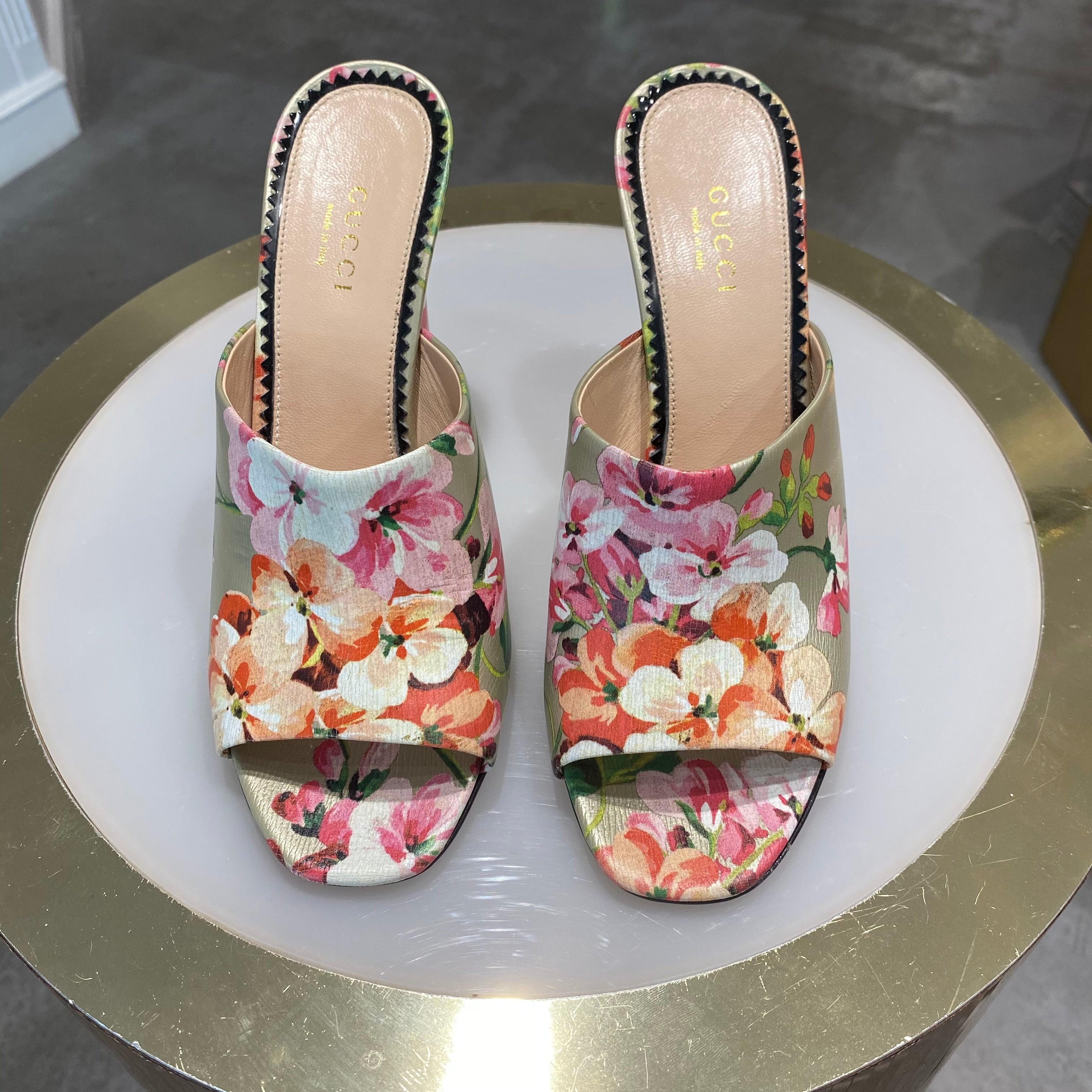 Gucci Bloom Heeled Slides