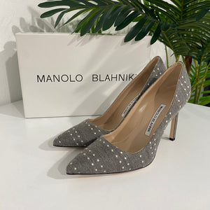 Manolo Blahnik Grey Polka Dot Heels