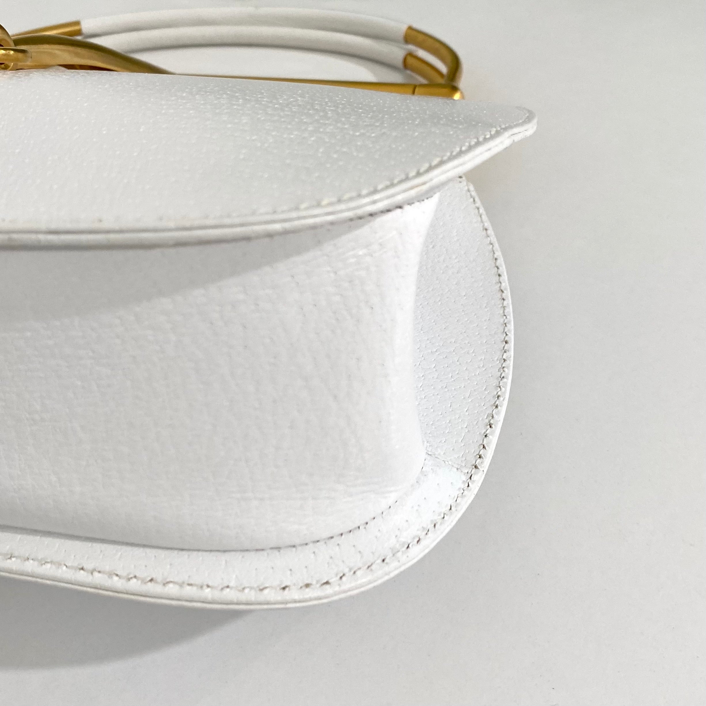 Gucci White Horsebit Handle Bag